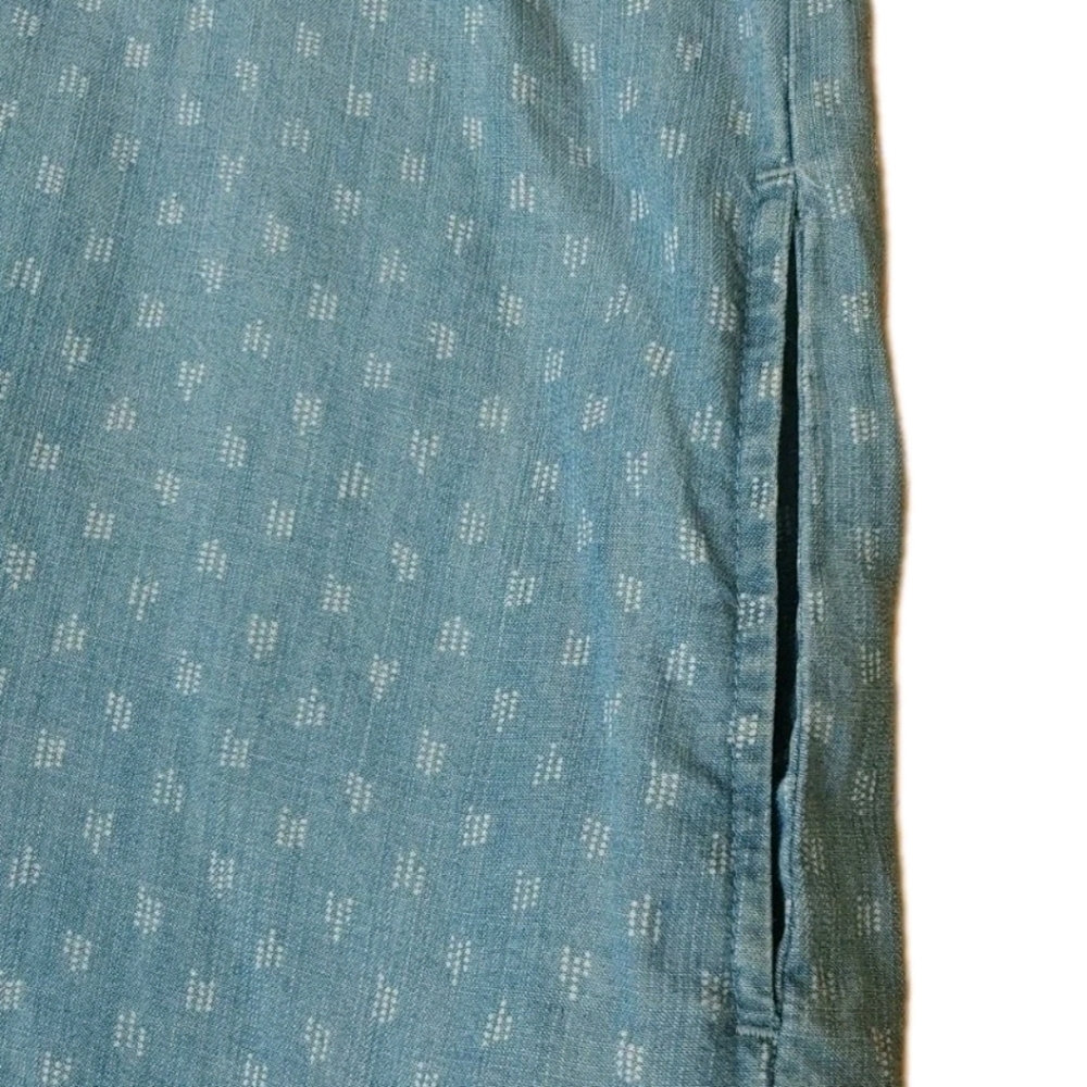 Philosophy Tunic Shirt Dress Woman Large Blue Raindrop Print Tencel Lace Up Nwt - Picture 8 of 14